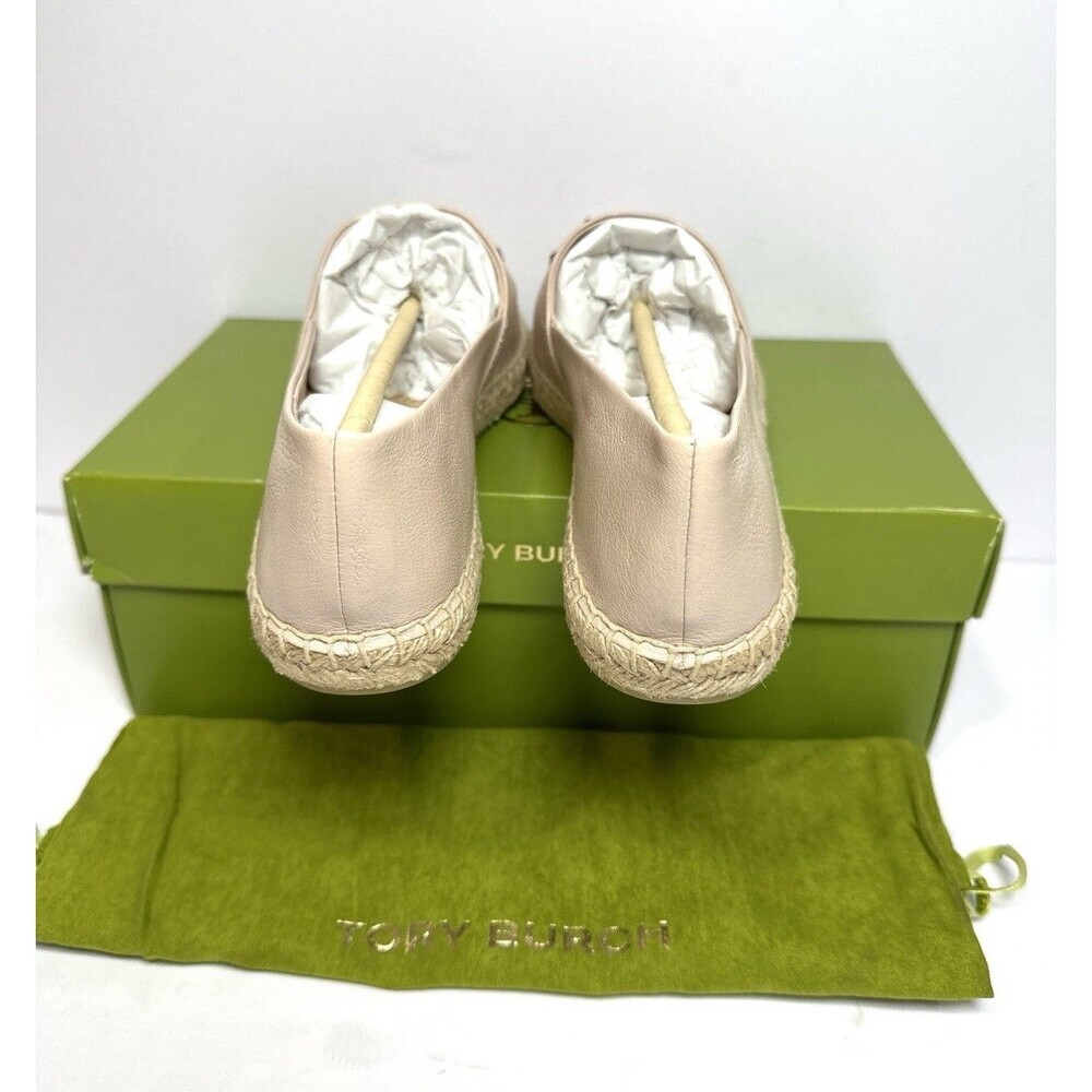 Tory Burch Ines Espadrille Flats Rose Pink Leather Size 9.5 New w/ Box - Picture 6 of 9
